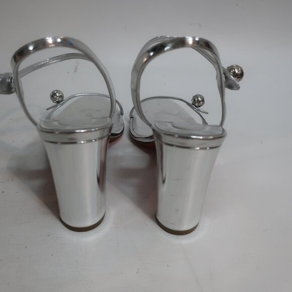 Authentic Christian Louboutin Atmospheria 85-Crystal Silver Strap Heel 39 US/8.5 - Picture 11 of 16